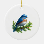 Décoration En Céramique Oiseau bleu et rameaux de Noël  (Dos)