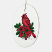 Décoration En Céramique Oiseau cardinal, illustration de Noël (Gauche)