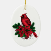 Décoration En Céramique Oiseau cardinal, illustration de Noël (Devant)