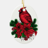 Décoration En Céramique Oiseau cardinal, illustration de Noël (Dos)