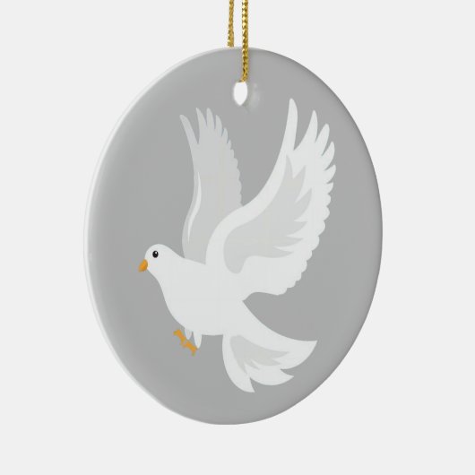 Décoration En Céramique Oiseau de colombe blanche sur gris (Droite)