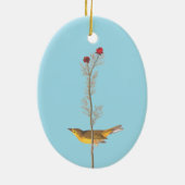 Décoration En Céramique Oiseau de Paruline à capuchon Audubon sur Fleur ro (Dos)