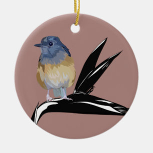 Décoration En Céramique Oiseau de Shama blanc
