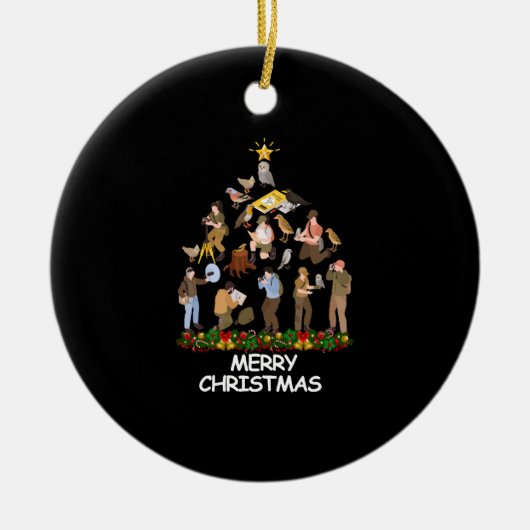 Décoration En Céramique Oiseaux à l'observation Arbre de Noël Joyeux Noël (Devant)