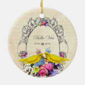 Décoration En Céramique Oiseaux avec couronnes et fleurs - Bella Vita (Dos)