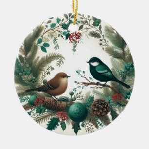Décoration En Céramique Oiseaux et branches de la forêt enchantée