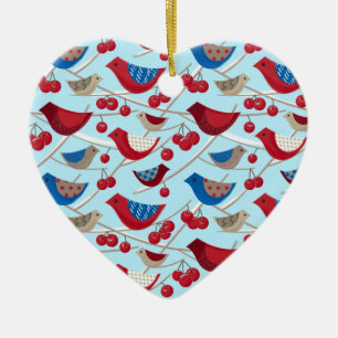 Décoration En Céramique Oiseaux et pommes d'hiver