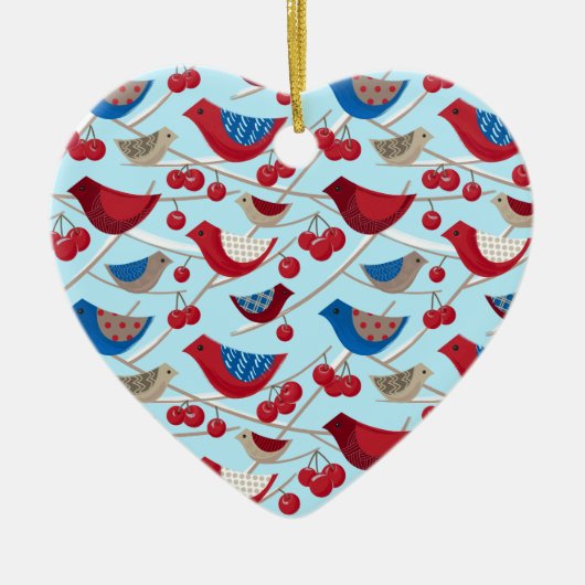 Décoration En Céramique Oiseaux et pommes d'hiver (Devant)