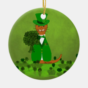 Décoration En Céramique Oliver la loutre cueillant des trèfles - Saint Pat