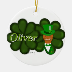 Décoration En Céramique Oliver Le Otter en Shamrock pour Saint Patrick's