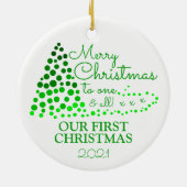 Décoration En Céramique Ombré sapin de Noël, notre première Noël (Dos)