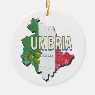 Décoration En Céramique Ombrie Italie Région Rétro Carte Souvenir Vintage