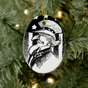 Décoration En Céramique Oncle patriotique vintage Sam et drapeau américain