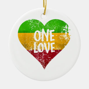 Décoration En Céramique One Love Rastafari T-Shirt Jamaïque Retro Vintage