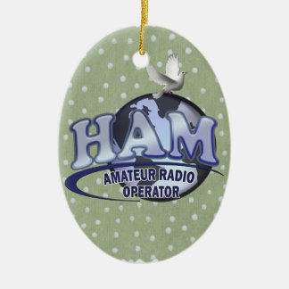 DÉCORATION EN CÉRAMIQUE OPÉRATEUR RADIO AMATEUR BLEU DE LOGO DE JAMBON