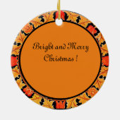 DÉCORATION EN CÉRAMIQUE ORANGE ARBRE AVEC FEUILLES VERTS, FLEURS (Dos)