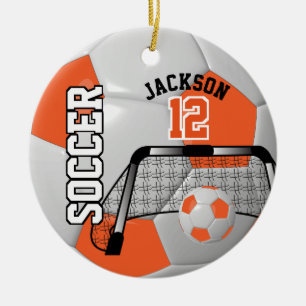 Décoration En Céramique ⚽ Orange et Blanc Personnaliser le ballon de foo