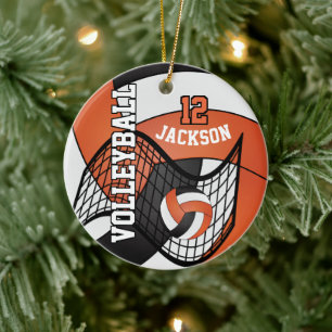Décoration En Céramique Orange, White & Black Volleyball 🏐
