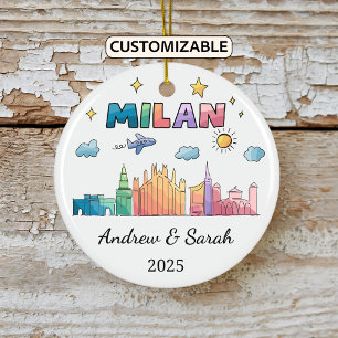 Décoration En Céramique Ordinateur personnalisé Skyline Milan Ornament, It