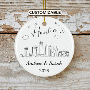 Décoration En Céramique Ordinateur personnel Skyline Houston Ornament, Tex