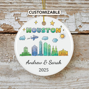 Décoration En Céramique Ordinateur personnel Skyline Houston Ornament, Tex