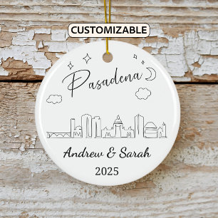 Décoration En Céramique Ordinateur Skyline personnalisé Pasadena Ornament,