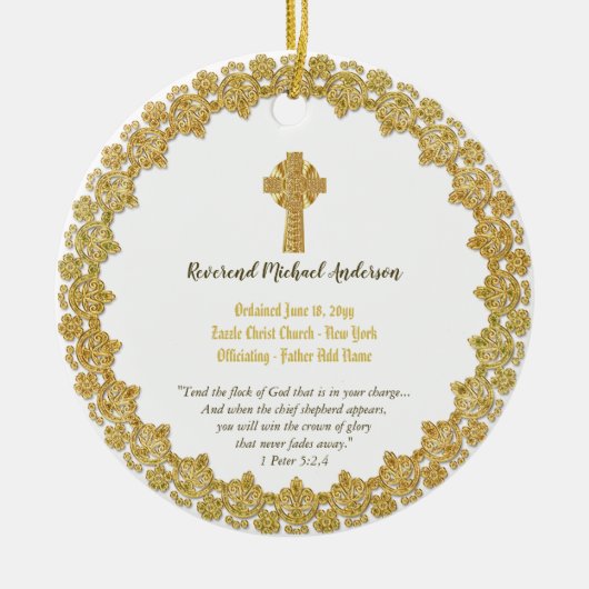 Décoration En Céramique ORDINATION Commémorative don Prêtre Pasteur diacre (Devant)