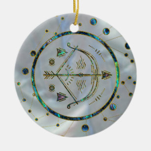 Décoration En Céramique Ormeau d'or de zodiaque de Sagittaire sur la