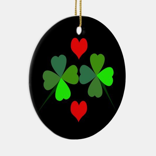 Décoration En Céramique Ornament shamrock et Red Hearts (Droite)