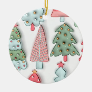 Décoration En Céramique "Ornement de collection d'arbres de Noël lunaire"