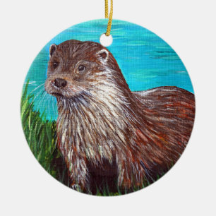 Décoration En Céramique Otter par une peinture fluviale