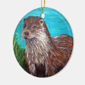 Décoration En Céramique Otter par une peinture fluviale (Gauche)