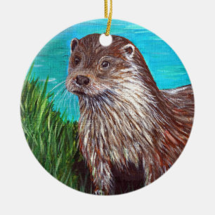 Décoration En Céramique Otter par une peinture fluviale