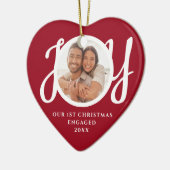 Décoration En Céramique Our First Christmas Engaged Photo Red Heart-Shaped (Gauche)
