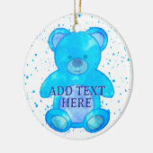Décoration En Céramique Ours Bébé Cute En Bleu Texte Personnalisé (Gauche)