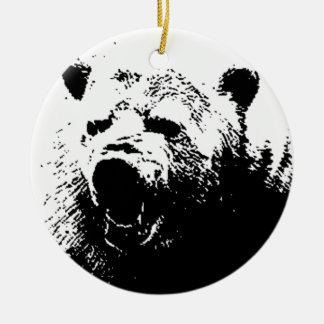 Décoration En Céramique Ours d'art pop noir et blanc