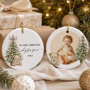 Décoration En Céramique Ours de Noël pour bébé de premier Noël au genre ne