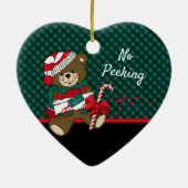 Décoration En Céramique Ours de Noël Vert Plaid Pas Pékin Personnalisé (Dos)