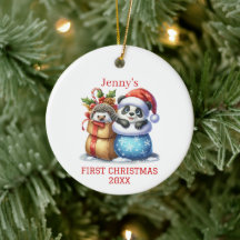 Ours de panda et hérisson personnalisés Noël