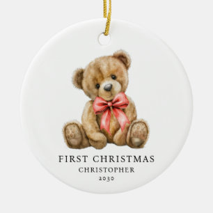 Décoration En Céramique Ours en aquarelle personnalisé pour le premier Noë