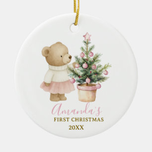 Décoration En Céramique Ours en peluche pour le premier Noël de bébé fille