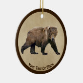 Décoration En Céramique Ours Kodiak Sur Papier Ancien (Droite)