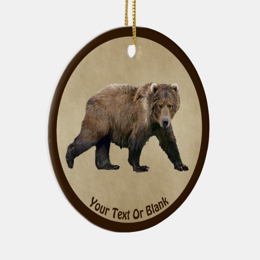 Décoration En Céramique Ours Kodiak Sur Papier Ancien (Droite)