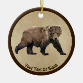 Décoration En Céramique Ours Kodiak Sur Papier Ancien (Devant)