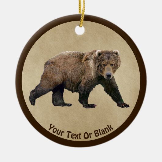 Décoration En Céramique Ours Kodiak Sur Papier Ancien (Devant)
