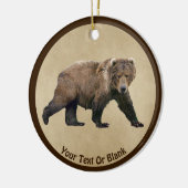 Décoration En Céramique Ours Kodiak Sur Papier Ancien (Gauche)