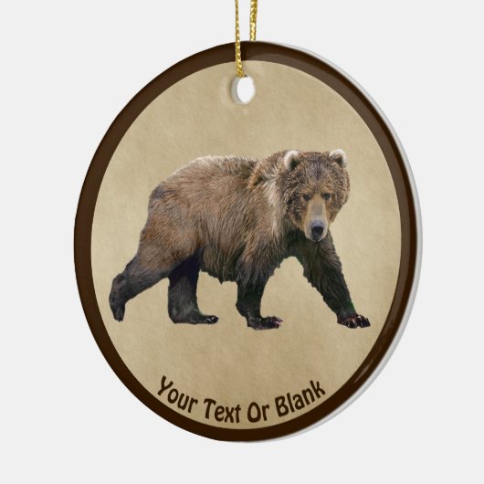 Décoration En Céramique Ours Kodiak Sur Papier Ancien (Gauche)