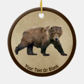 Décoration En Céramique Ours Kodiak Sur Papier Ancien (Dos)