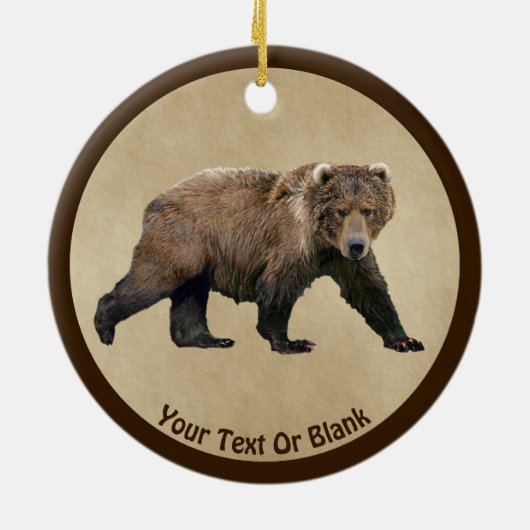 Décoration En Céramique Ours Kodiak Sur Papier Ancien (Dos)