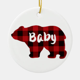Décoration En Céramique Ours noir rouge classique design bébé